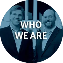 Graphic featuring photo and the words "Who We Are"
